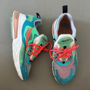 Nike Air Max 270 React Teal and Coral Sneakers